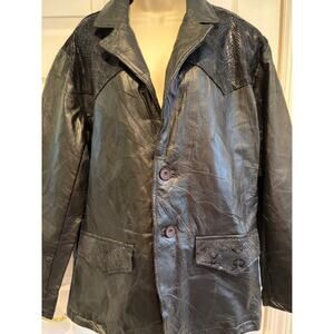 Navarre Genuine Leather Snakeskin Western Style Jacket Men’s L Black Biker Moto
